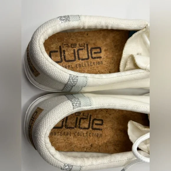 Hey Dude Natural Collection White Linen Mens Comfort Loafer Size 12 - Picture 9 of 11